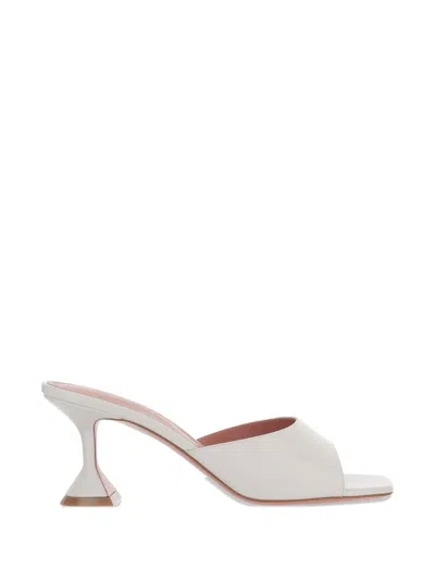 Amina Muaddi Lupita Leather Mules Sculptural Heel 70 In Multi