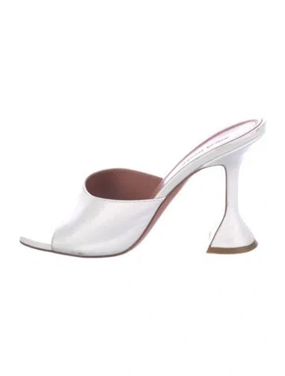 Pre-owned Amina Muaddi Lupita Leather Mules In White