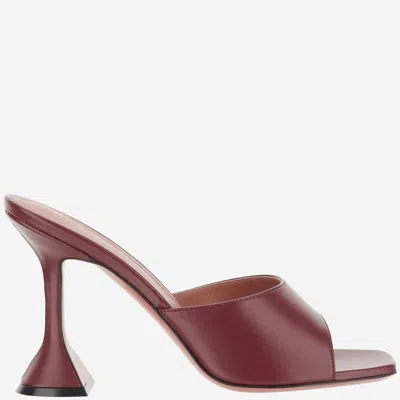 Amina Muaddi Lupita Leather Sandals In Burgundy