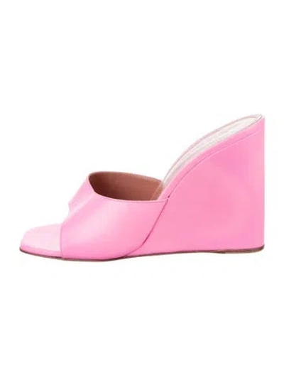 Pre-owned Amina Muaddi Lupita Leather Sandals In Pink