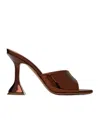 Amina Muaddi Brown Lupita Slipper Heeled Sandals In Brown