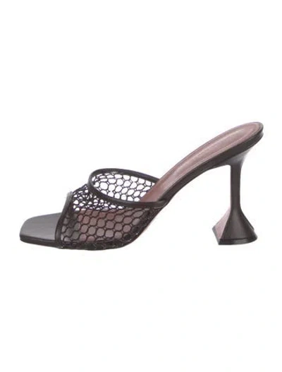 Pre-owned Amina Muaddi Lupita Mesh Slides In Brown