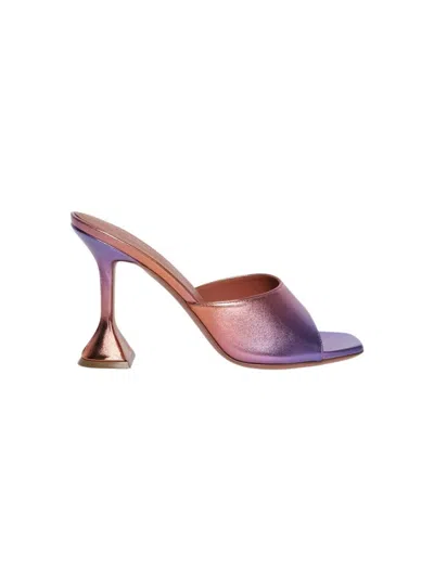 Amina Muaddi Lupita Metallic Leather Slipper Sandals Sunset Ombre In Multicolor