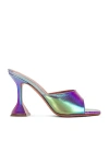 Amina Muaddi Lupita Metallic Nappa Slipper Sandals In Onyx Unicorn