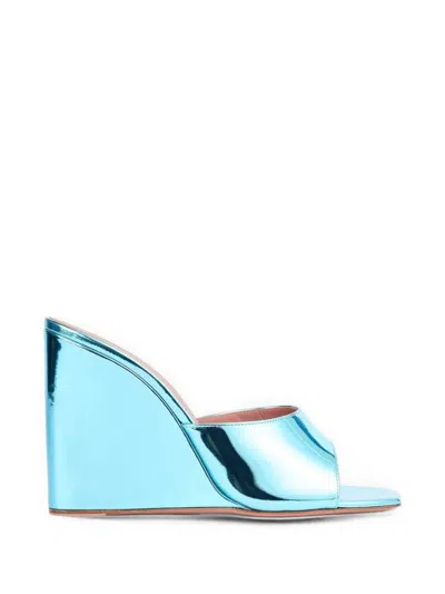 Amina Muaddi Lupita Mirrored-leather Wedge Mules In Multi
