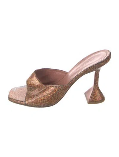 Pre-owned Amina Muaddi Lupita Mules Glitter Sandals In Clear/gold