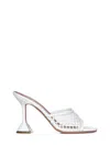 Amina Muaddi Round Toe. Lace-up Front. Stiletto Heel.... In White