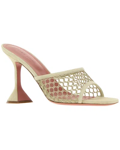 Amina Muaddi Lupita Net 95 Suede Sandal In Yellow