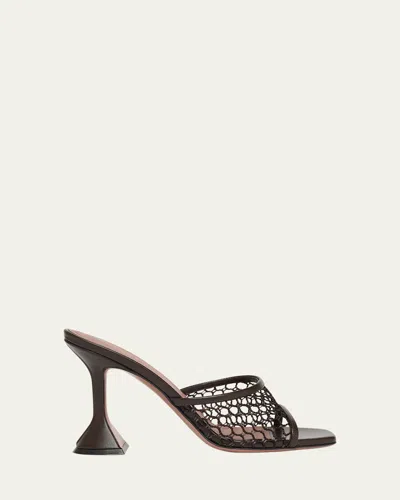AMINA MUADDI LUPITA NET LEATHER SANDALS