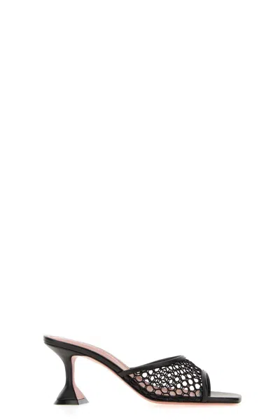 Amina Muaddi Lupita Net Slipper 70 In Black