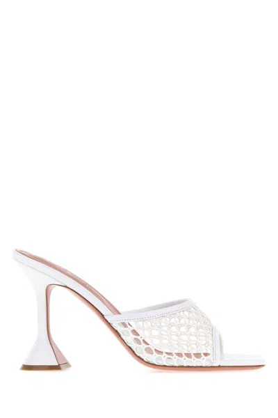Amina Muaddi Lupita Net Slipper 95 In White
