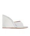 Amina Muaddi Off-white Lupita Glass Wedge Heeled Sandals In White