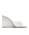 Amina Muaddi Off-white Lupita Glass Wedge Heeled Sandals In White