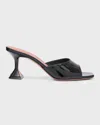 Amina Muaddi Lupita Patent Leather Mule Sandals In Black