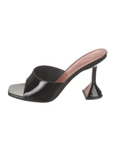 Pre-owned Amina Muaddi Lupita Patent Leather Mules In Black