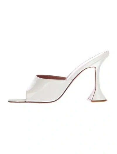 Pre-owned Amina Muaddi Lupita Patent Leather Mules Leather Slides In White
