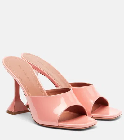 Amina Muaddi Lupita Patent Leather Mules In Pink