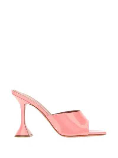 Amina Muaddi Lupita Leather Mules Open Toe Design In Pink