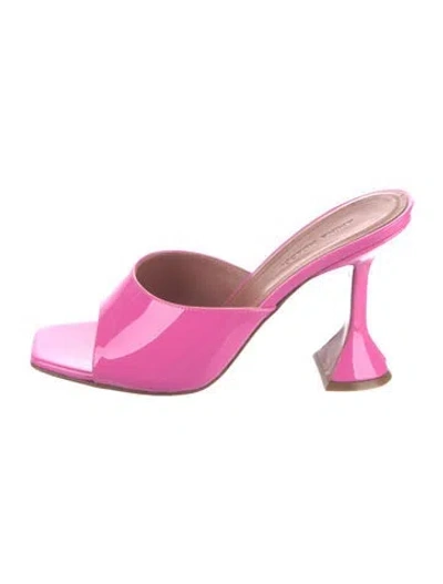 Pre-owned Amina Muaddi Lupita Patent Leather Mules In Pink