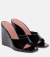 Amina Muaddi Lupita Suede Pedestal Mule Sandals In Black