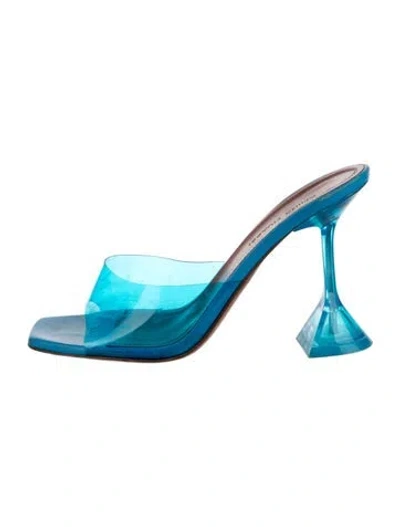 Pre-owned Amina Muaddi Lupita Pvc Sandals In Blue