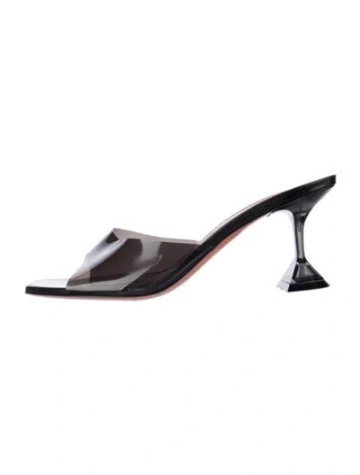 Pre-owned Amina Muaddi Lupita Pvc Slides In Black