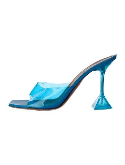 Pre-owned Amina Muaddi Lupita Pvc Slides In Blue