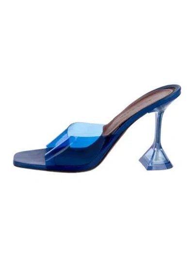 Pre-owned Amina Muaddi Lupita Pvc Slides In Blue