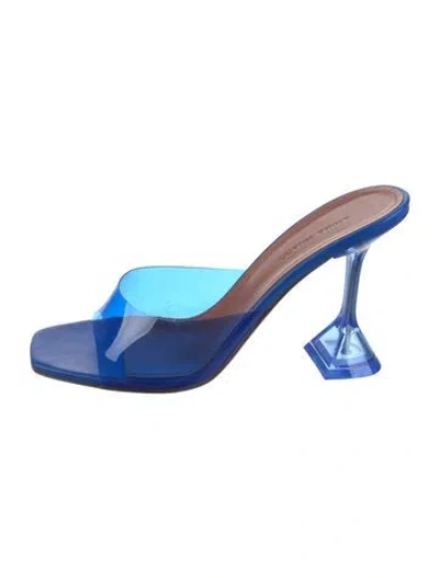 Pre-owned Amina Muaddi Lupita Pvc Slides In Blue
