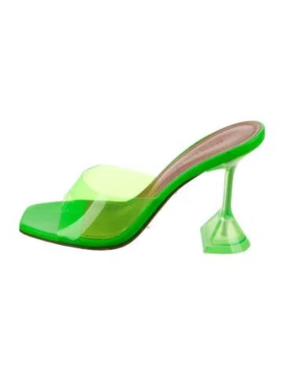 Pre-owned Amina Muaddi Lupita Pvc Slides In Green