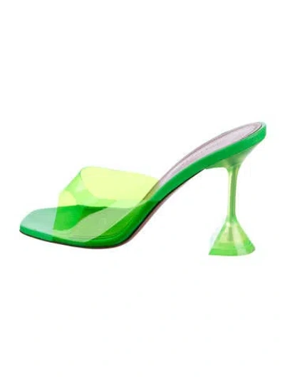Pre-owned Amina Muaddi Lupita Pvc Slides In Green