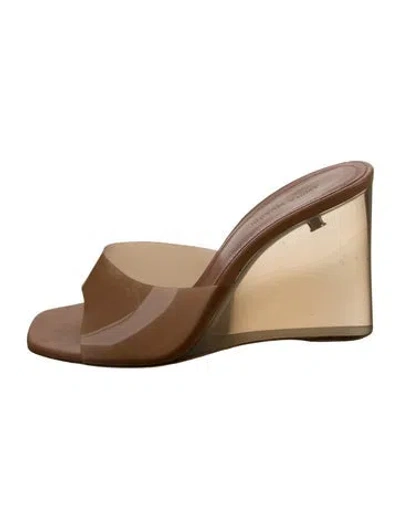 Pre-owned Amina Muaddi Lupita Pvc Slides In Neutral