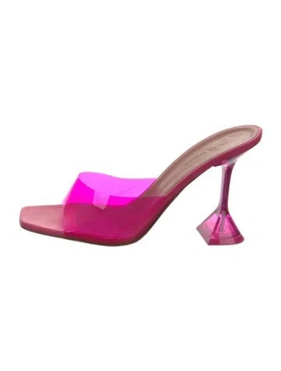 Pre-owned Amina Muaddi Lupita Pvc Slides In Pink