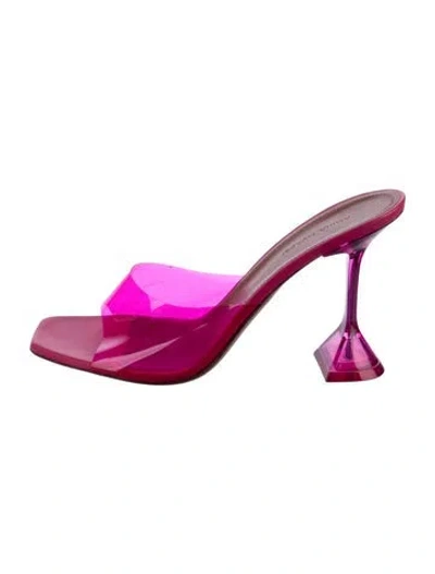 Pre-owned Amina Muaddi Lupita Pvc Slides In Pink