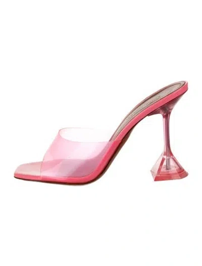 Pre-owned Amina Muaddi Lupita Pvc Slides In Pink