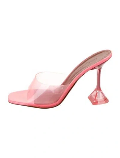 Pre-owned Amina Muaddi Lupita Pvc Slides In Pink
