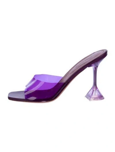 Pre-owned Amina Muaddi Lupita Pvc Slides In Purple