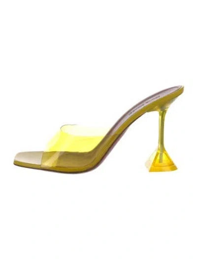 Pre-owned Amina Muaddi Lupita Pvc Slides In Yellow