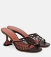 Amina Muaddi Square Toe High Heel Sandals In Brown