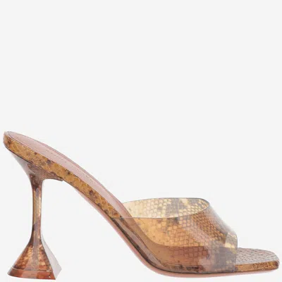 Amina Muaddi Lupita Snake Sandals In Brown