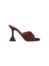 Amina Muaddi Leopard Print Suede High-heeled Mules In Brown