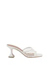 Amina Muaddi Bold Sculptural Heel Open Toe Sandals In White