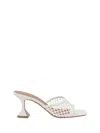 Amina Muaddi Lupita 70 White Net Mules In White