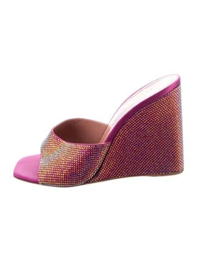 Pre-owned Amina Muaddi Lupita Satin Slides In Multi