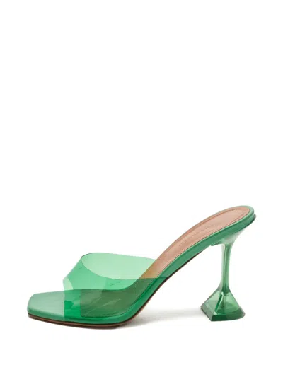 Pre-owned Amina Muaddi Lupita Sculpted-heel Sandals In Green