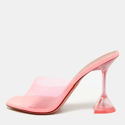 Pre-owned Amina Muaddi Lupita Size 37 Pink Pvc Slide Sandals