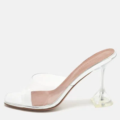 Pre-owned Amina Muaddi Lupita Size 37 Transparent Pvc Slide Sandals
