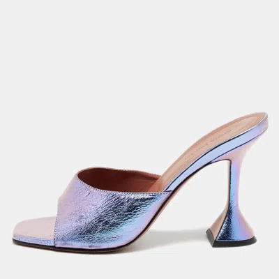 Pre-owned Amina Muaddi Lupita Size 39 Multicolor Leather Slide Sandals