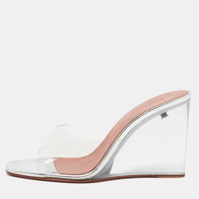 Pre-owned Amina Muaddi Lupita Size 39 Transparent Pvc Lupita Wedge Sandals