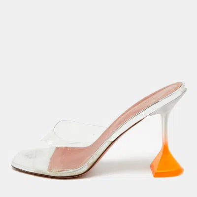 Pre-owned Amina Muaddi Lupita Size 39 Transparent Pvc Slide Sandals